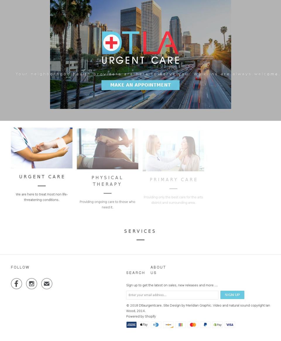 dtlaurgentcare.com shopify website screenshot