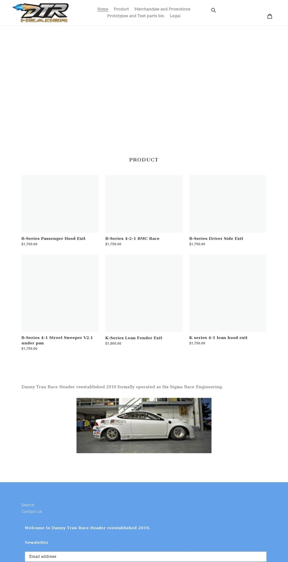 dtrheader.com shopify website screenshot