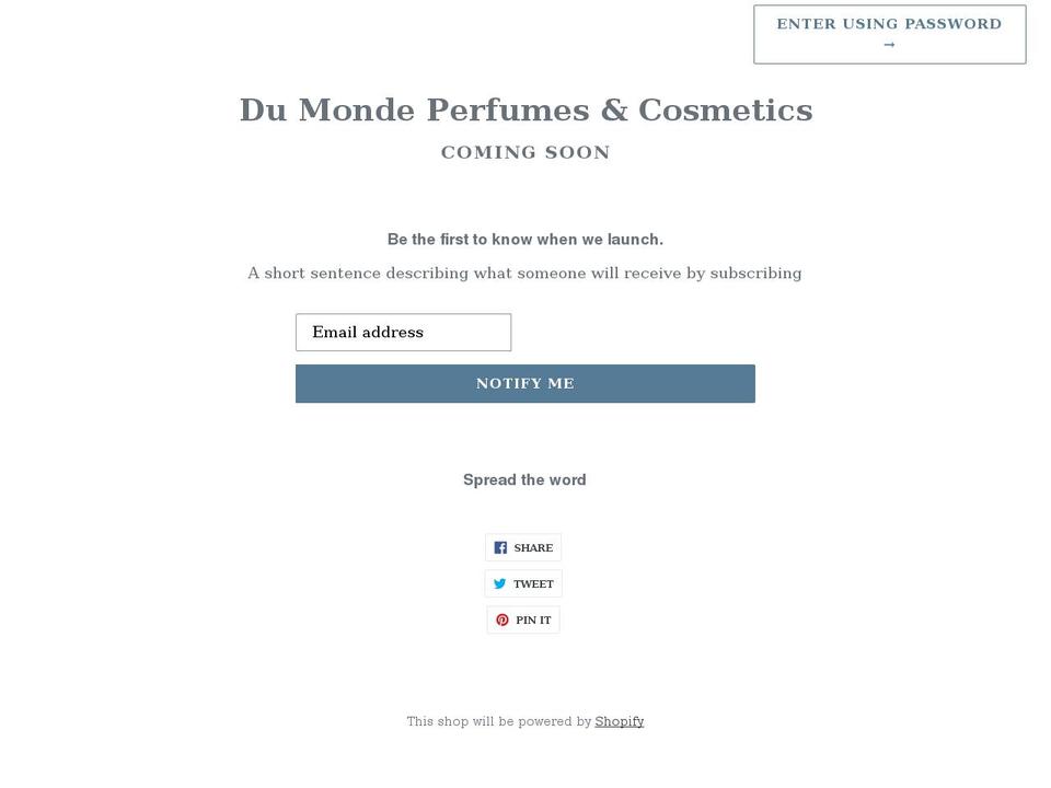 du-monde-perfumes-cosmetics.myshopify.com shopify website screenshot