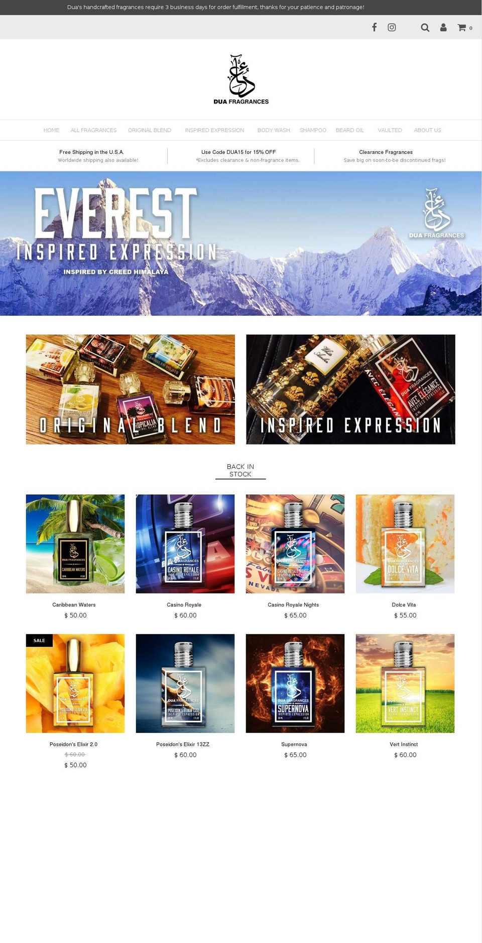 dua-fragrances.com — Shopify storefront screenshot