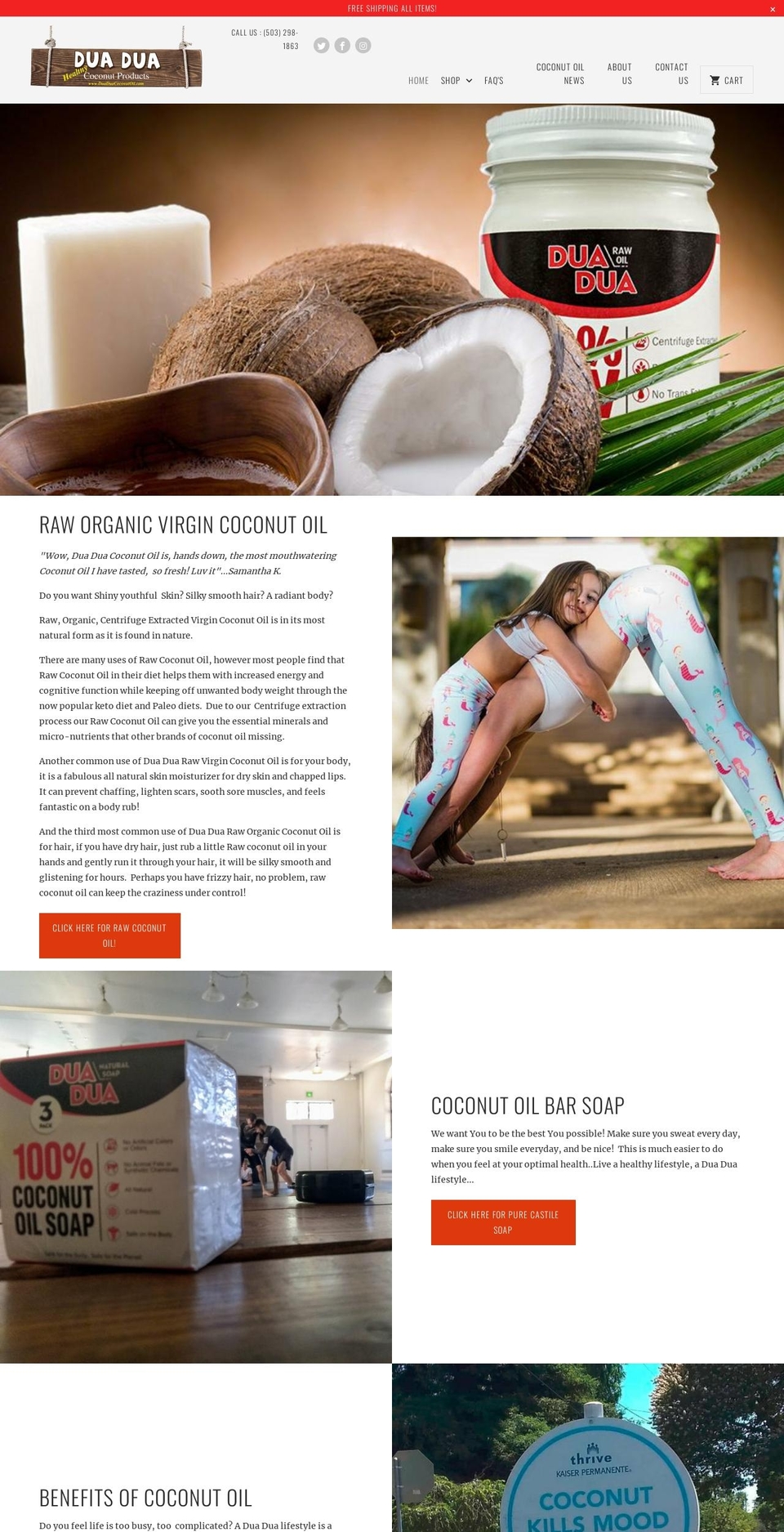 duaduacoconutoil.com shopify website screenshot