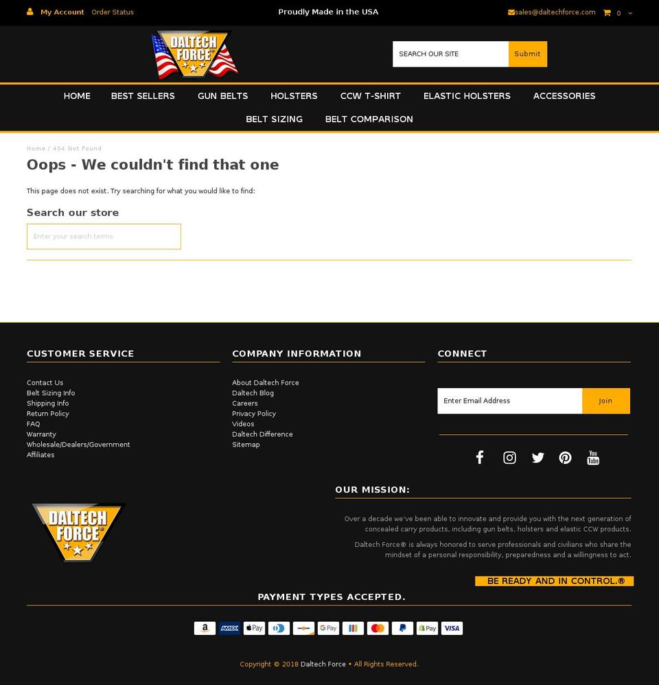 duallayergunbelts.com — Shopify storefront screenshot