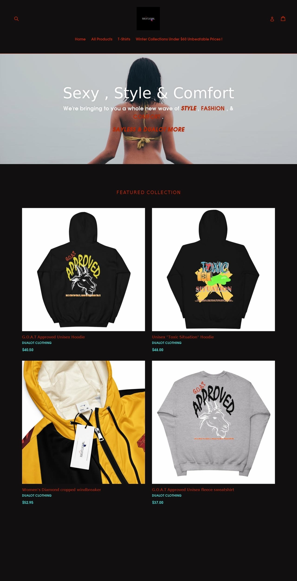 dualotclothing.com — Shopify storefront screenshot
