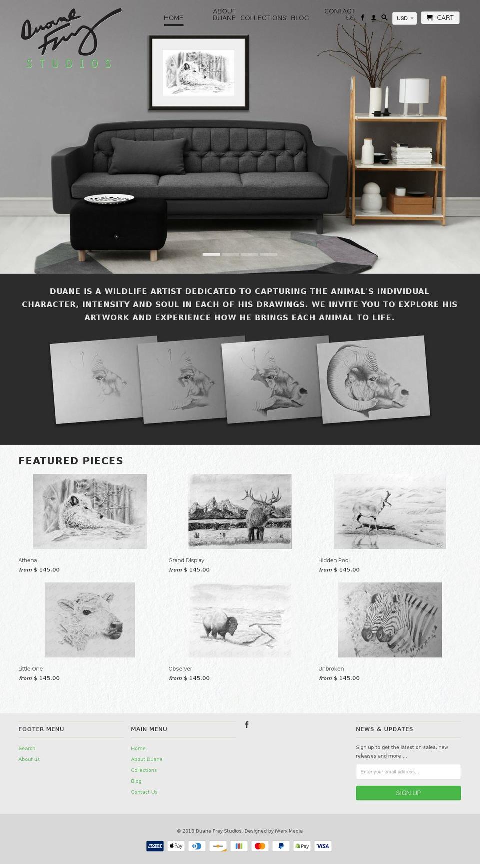 duanefrey.com — Shopify storefront screenshot