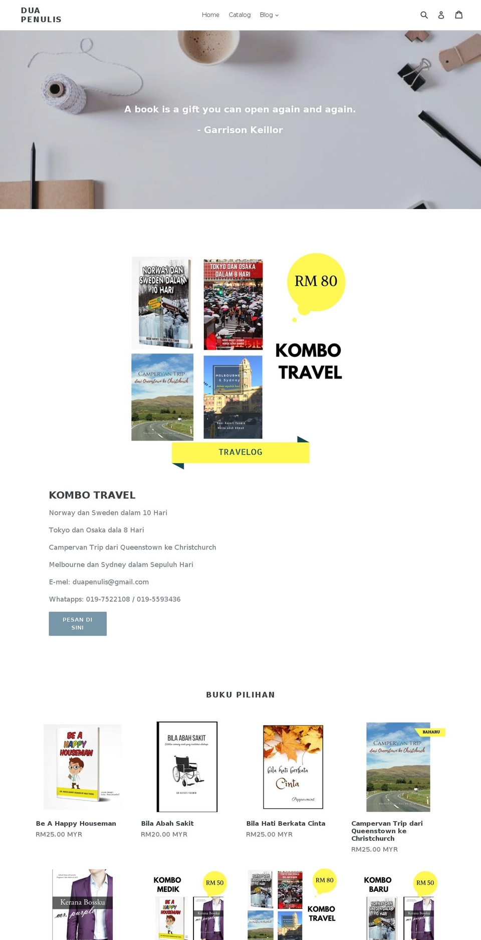 duapenulis.com — Shopify storefront screenshot