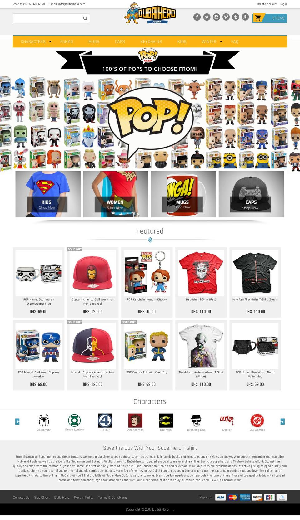 dubaihero.com shopify website screenshot