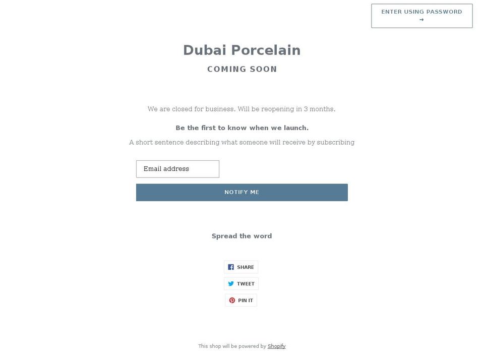 dubaiporcelain.ca shopify website screenshot