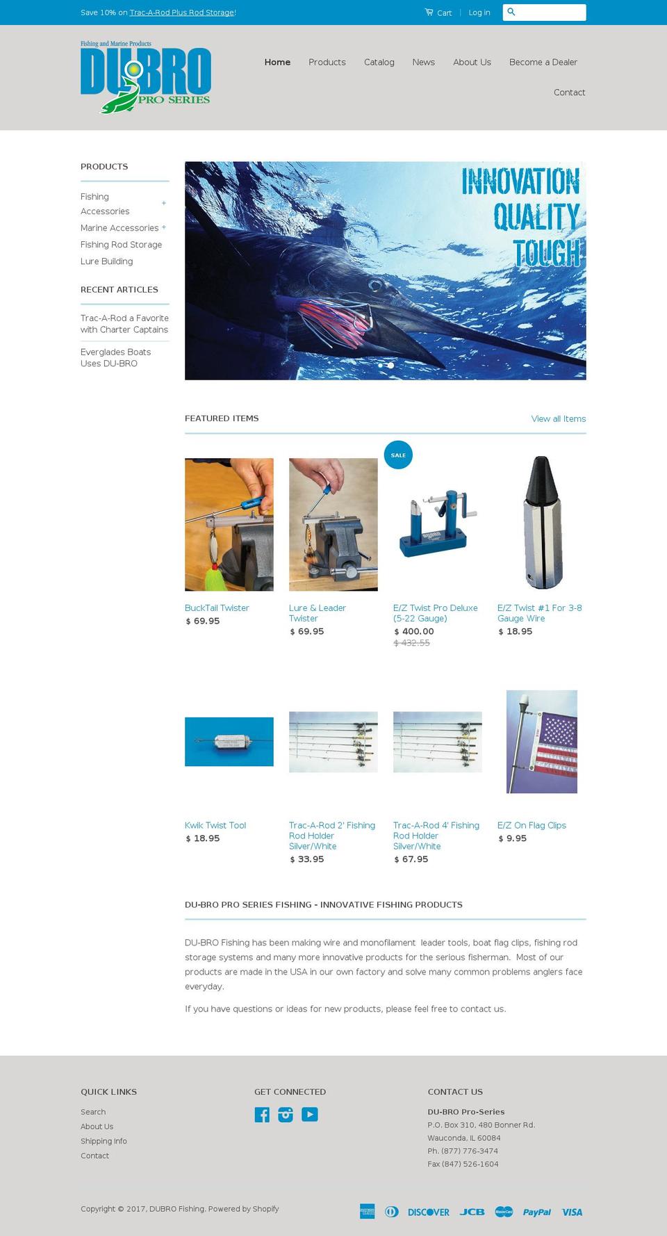 dubrofishing.com shopify website screenshot