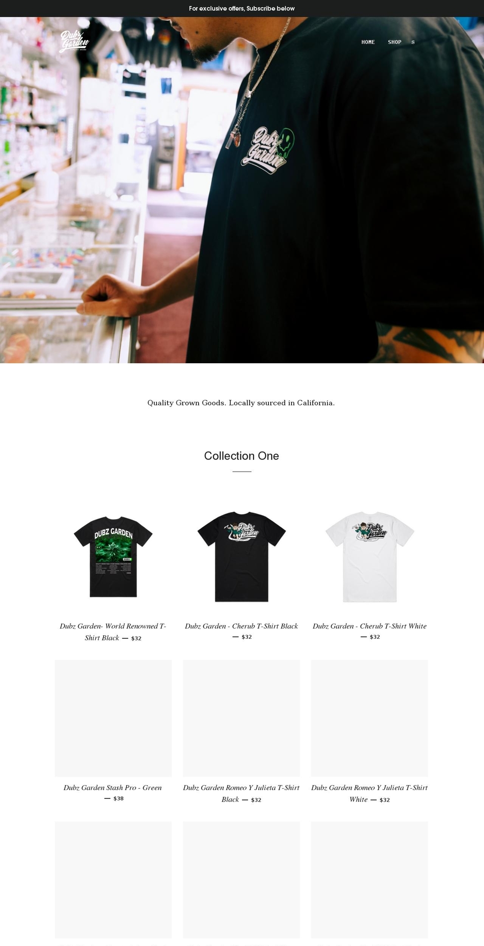 dubzgardengoods.com shopify website screenshot