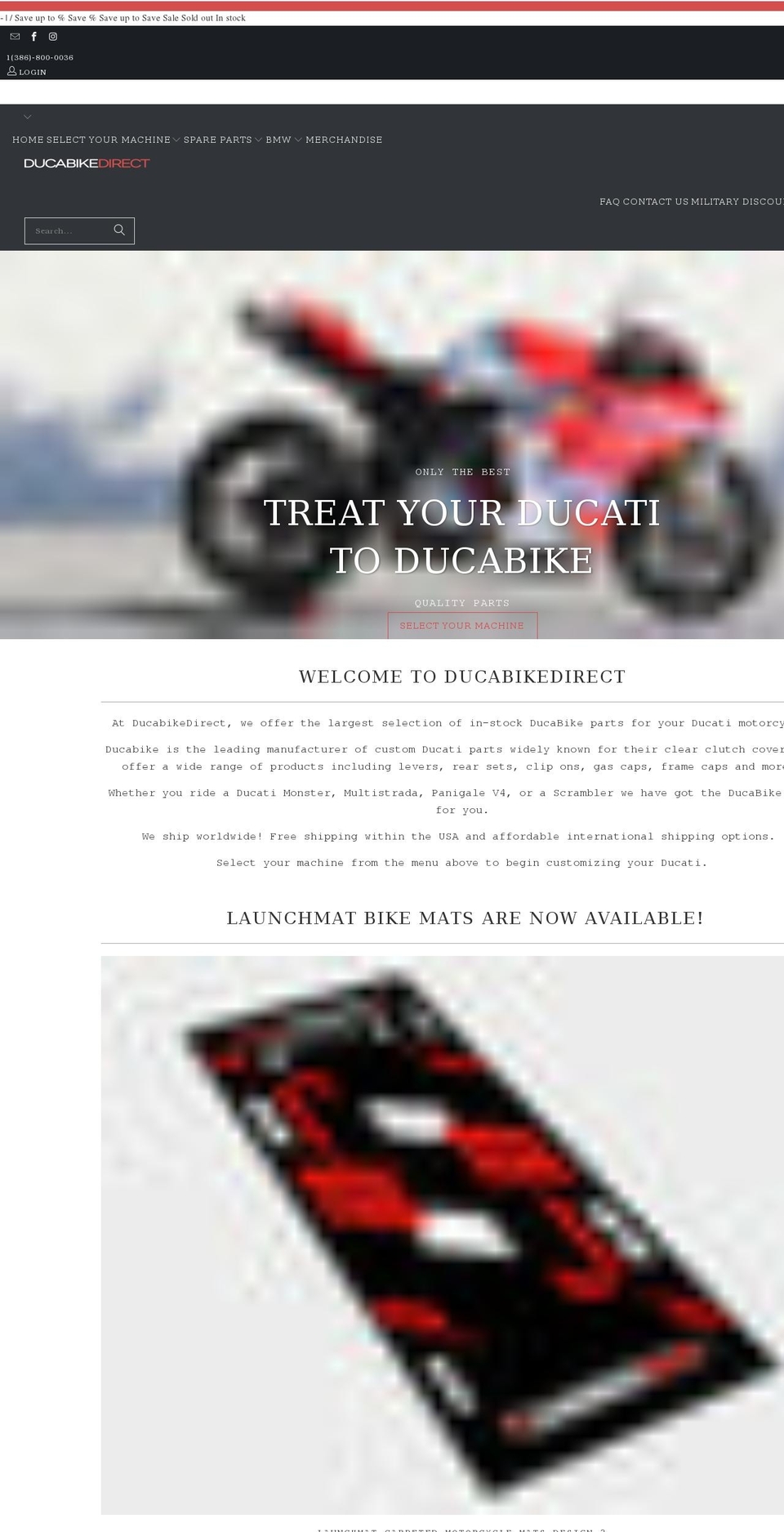 ducabikedirect.com shopify website screenshot