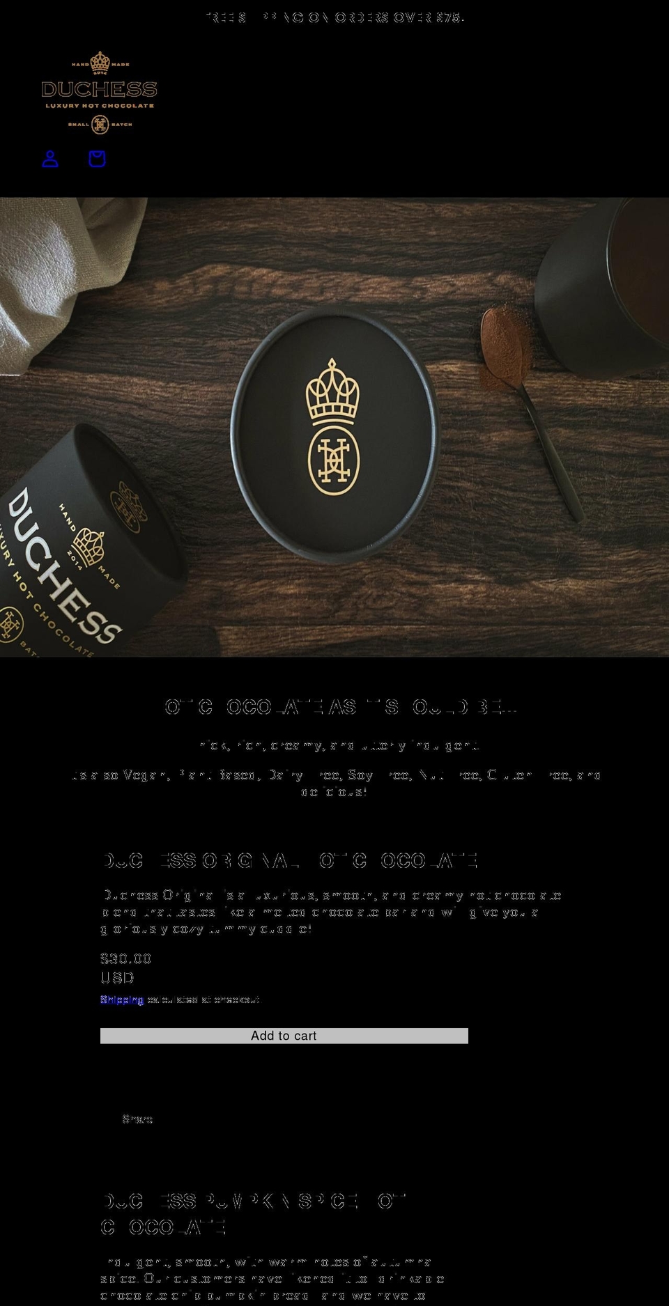 duchesshotchocolate.com shopify website screenshot