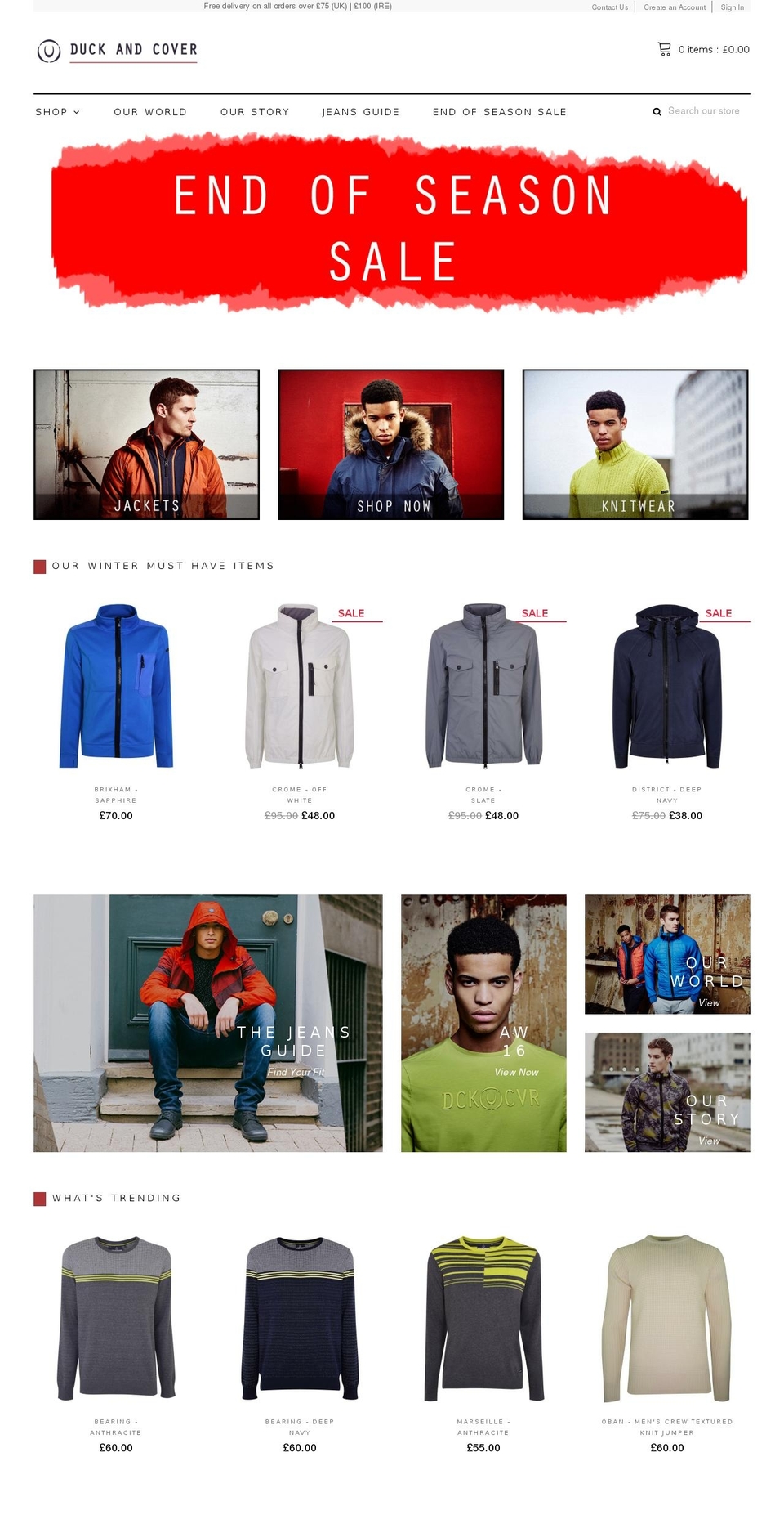 duckandcover.co.uk shopify website screenshot