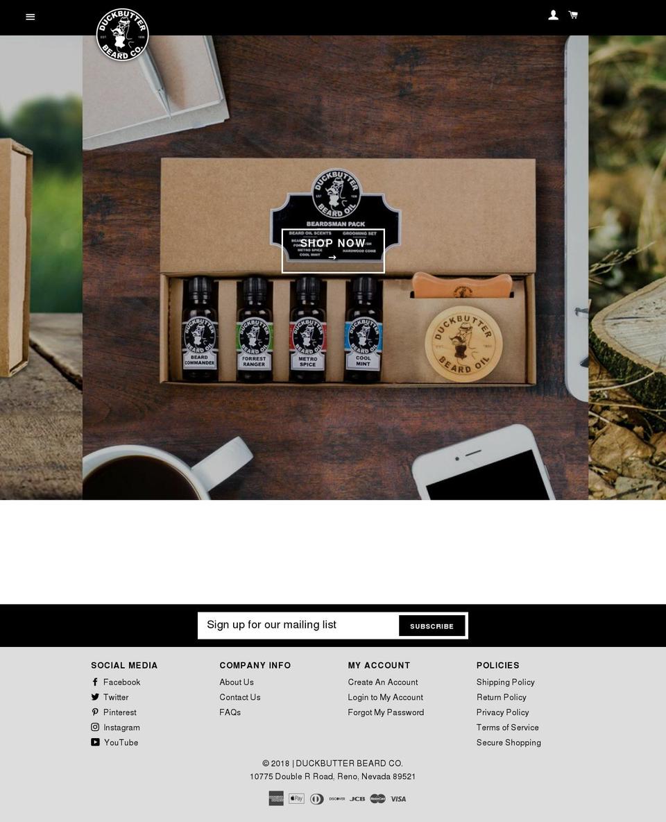 duckbutterbeardoil.com shopify website screenshot