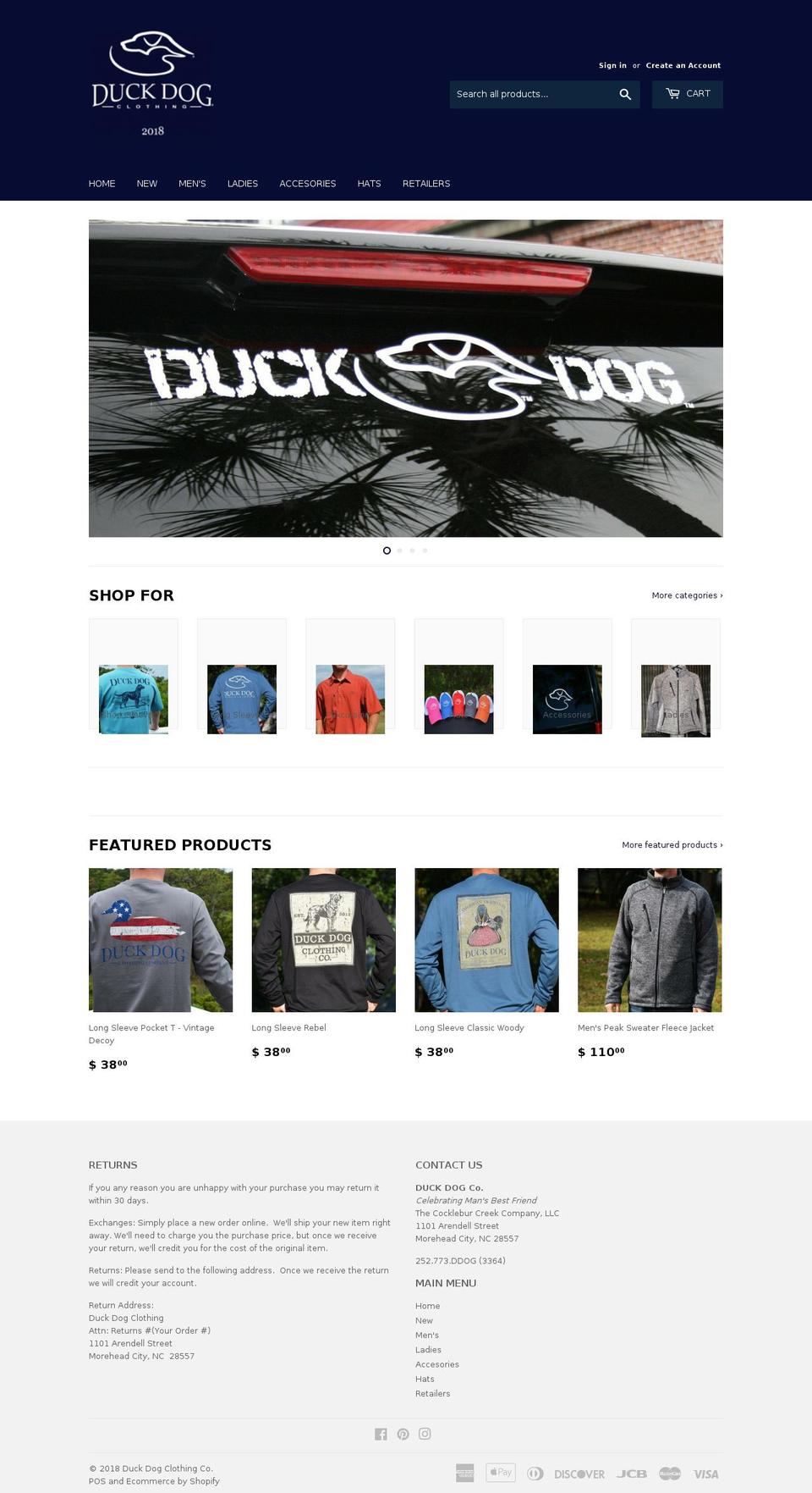 duckdogapparel.com shopify website screenshot
