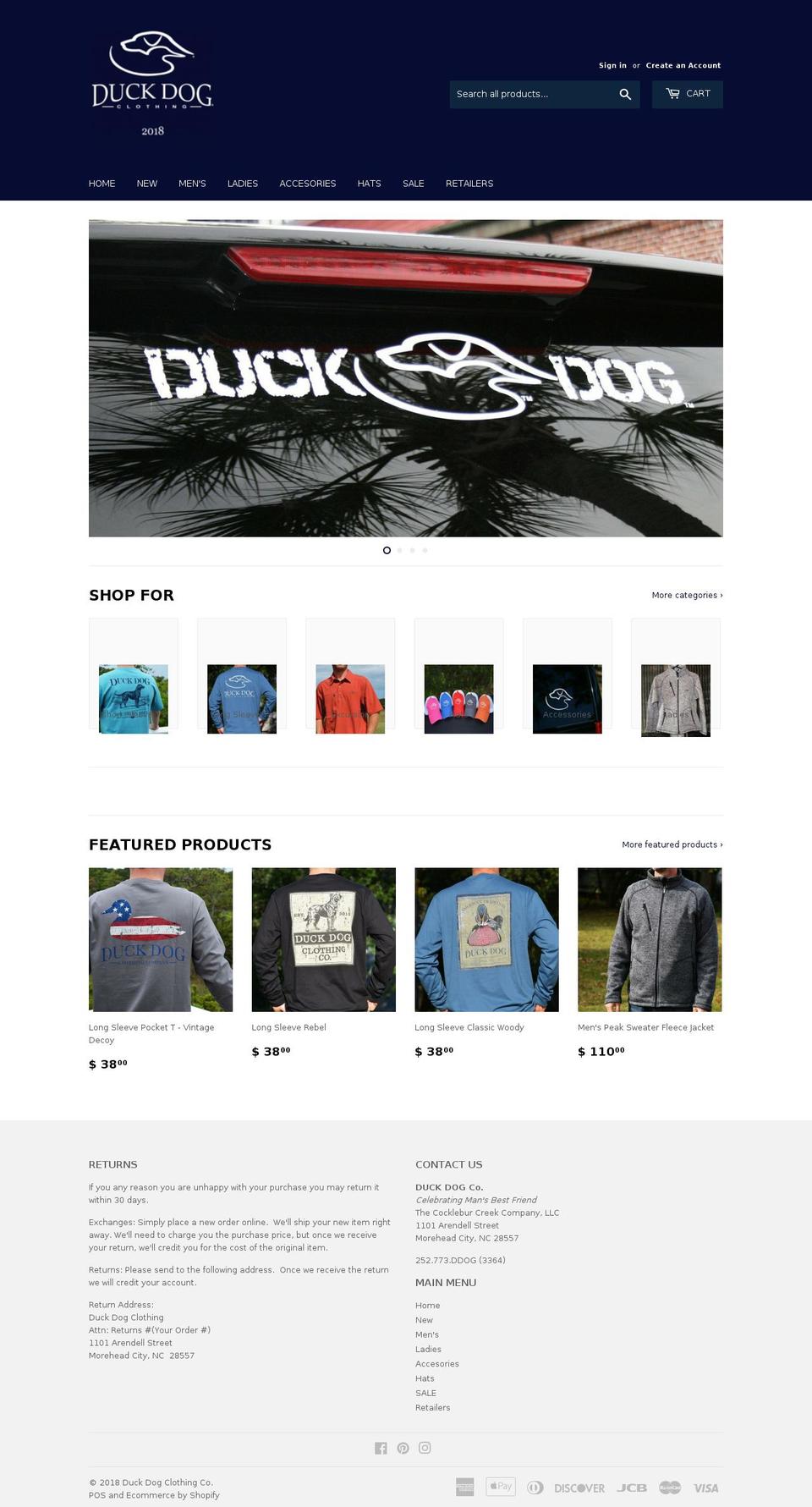 duckdogclothingcompany.info shopify website screenshot