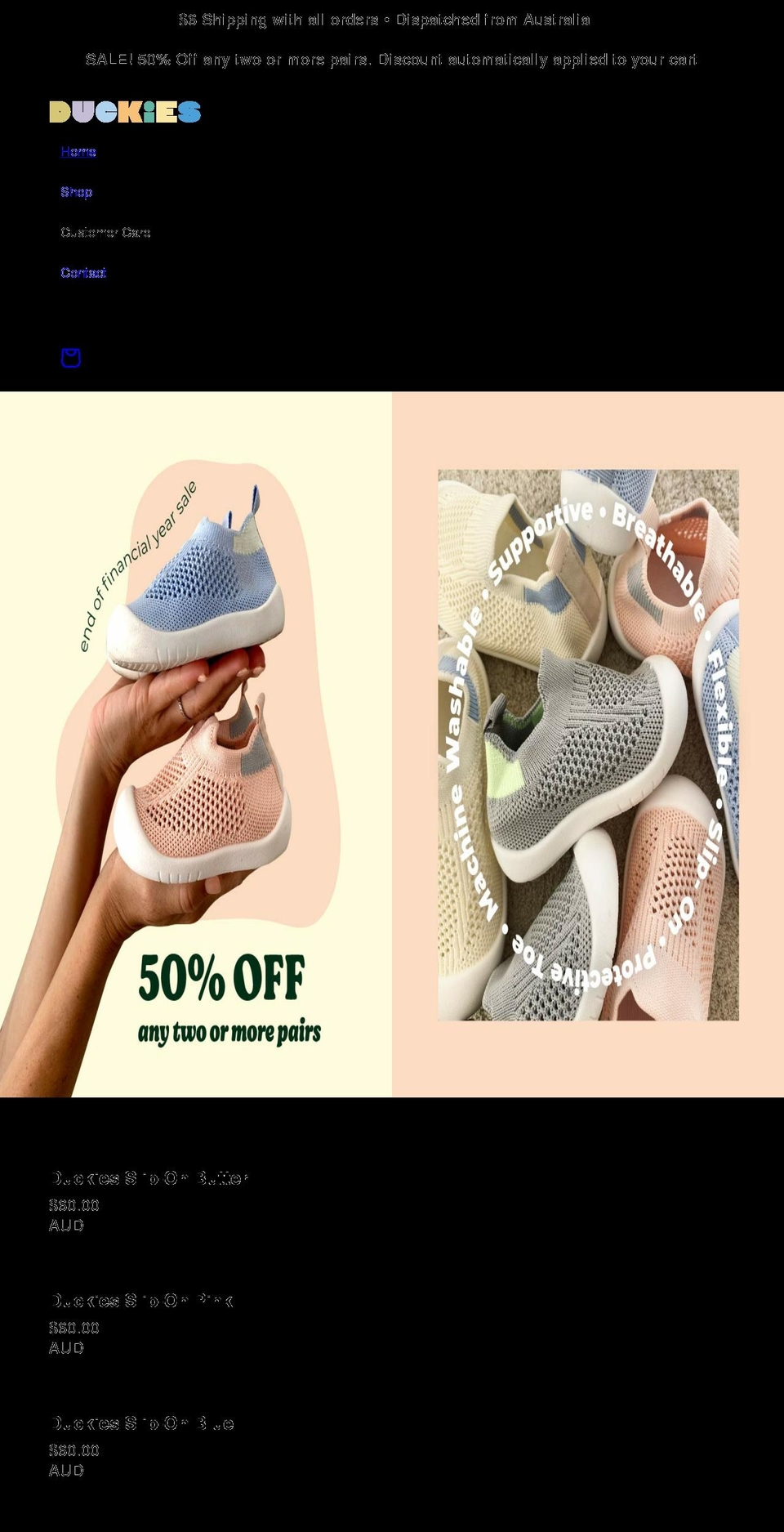 duckiesshoes.com shopify website screenshot