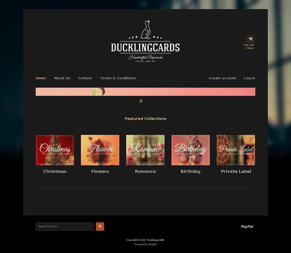 ducklingcards.com shopify website screenshot