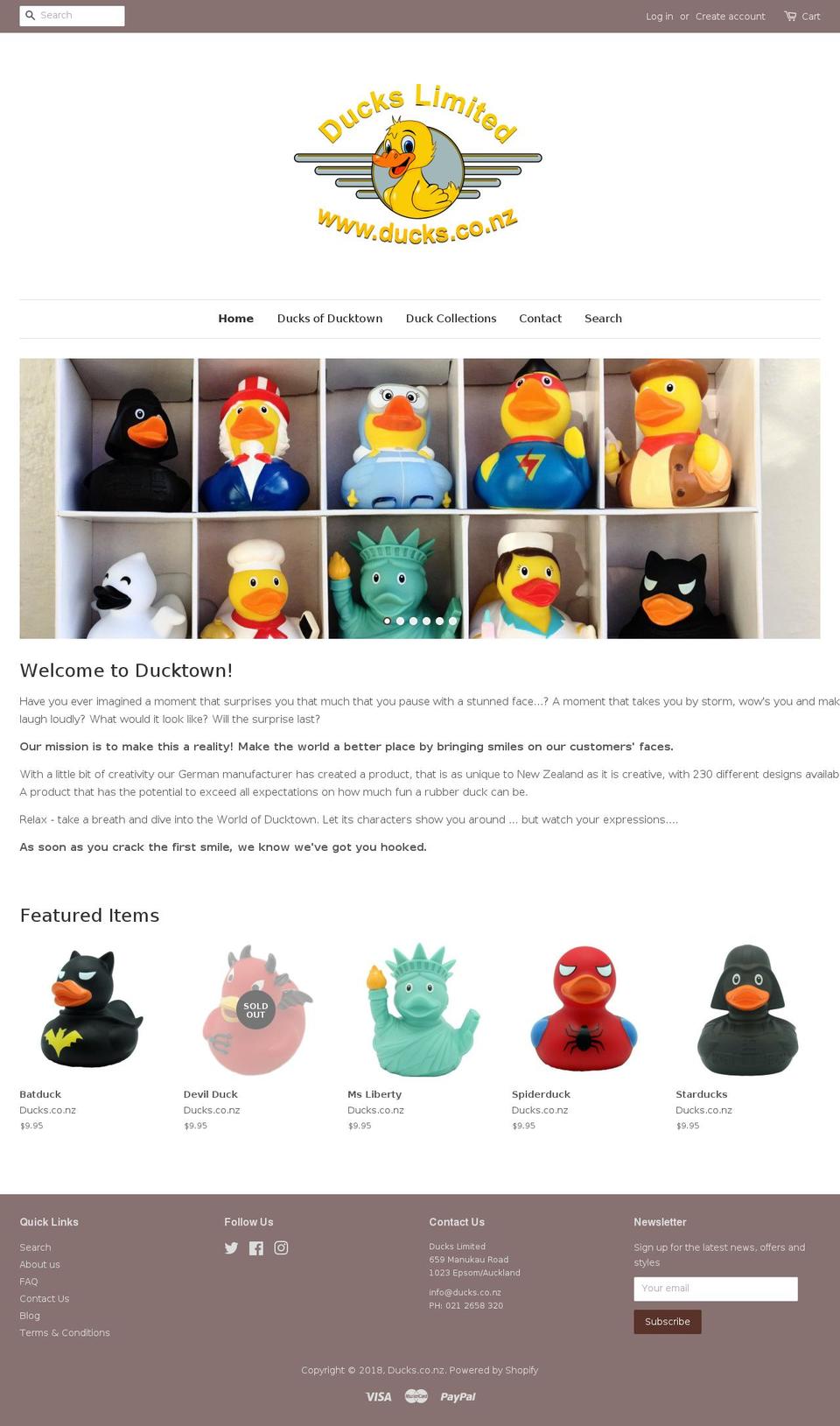 ducks.co.nz shopify website screenshot