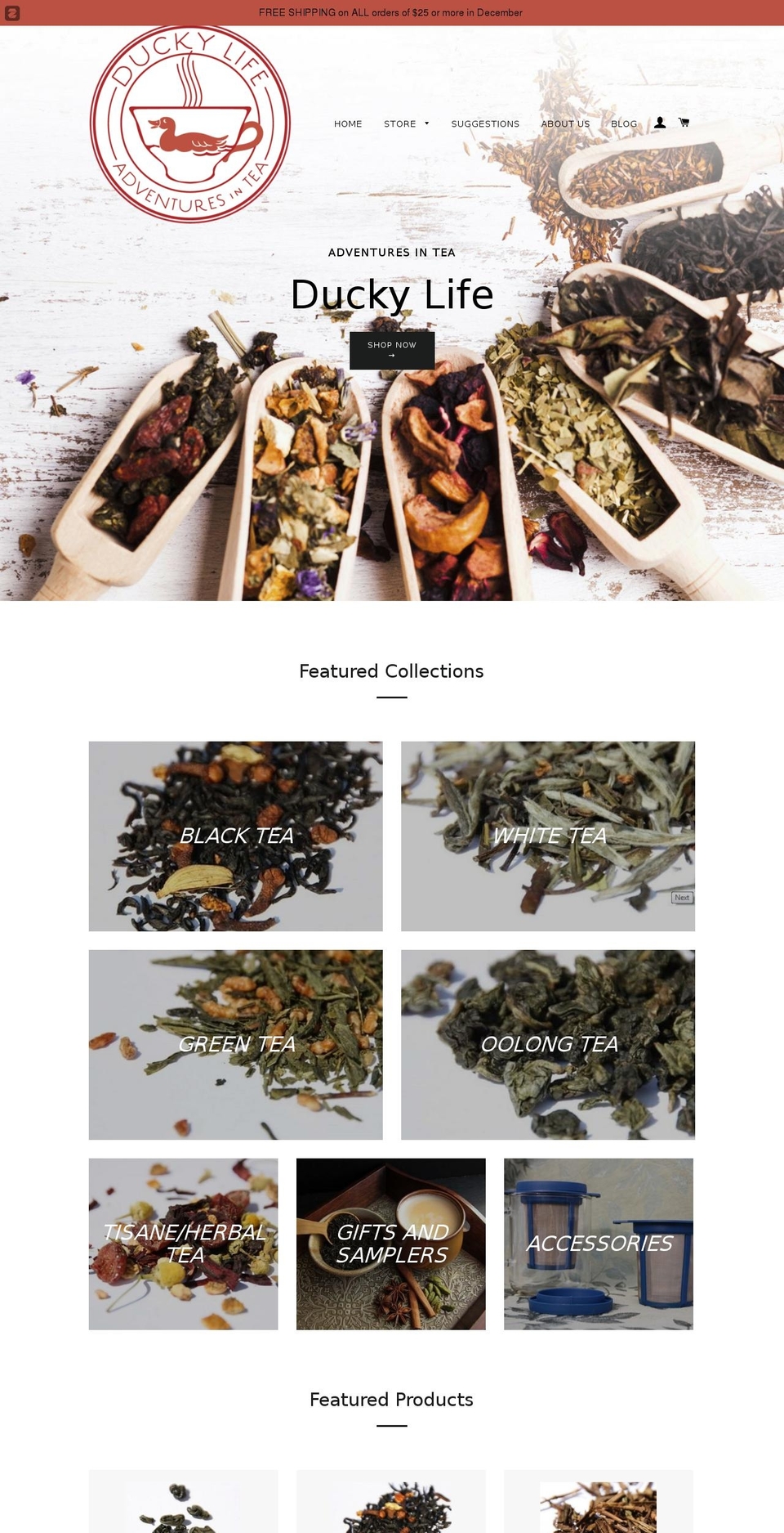 duckytea.com shopify website screenshot