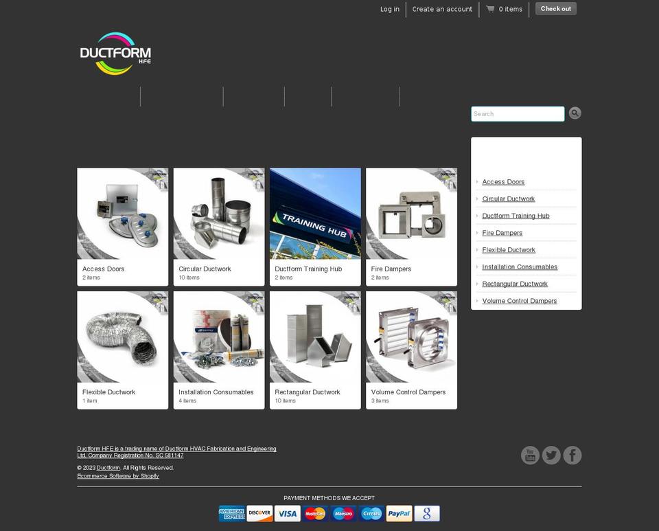 ductform.myshopify.com shopify website screenshot