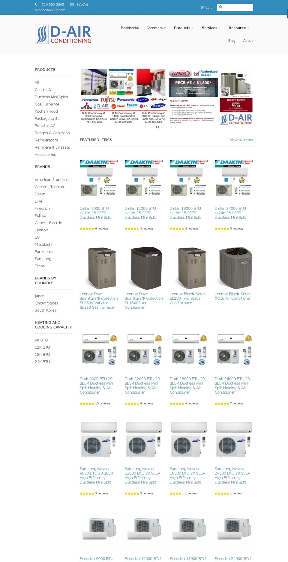 ductless-mini-split-ac.com shopify website screenshot