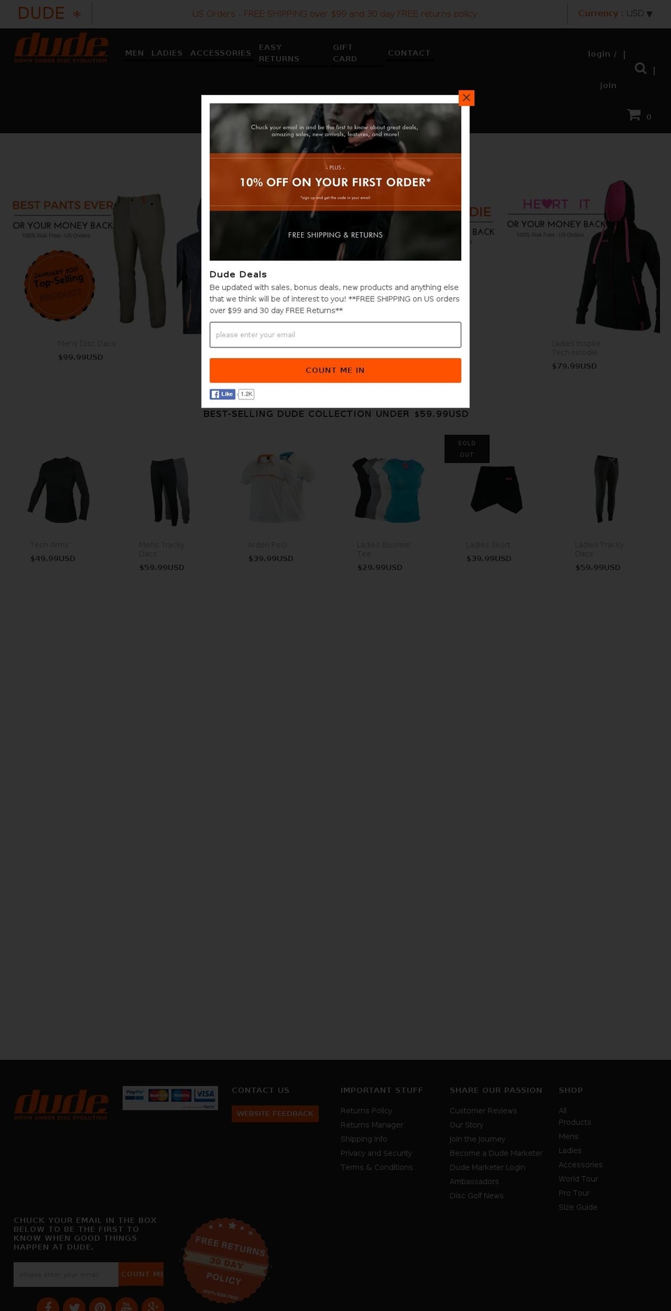 dudeclothing.com.au shopify website screenshot