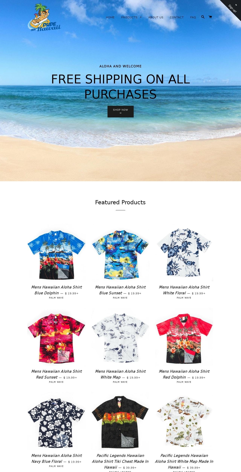 dudefromhawaii.com shopify website screenshot