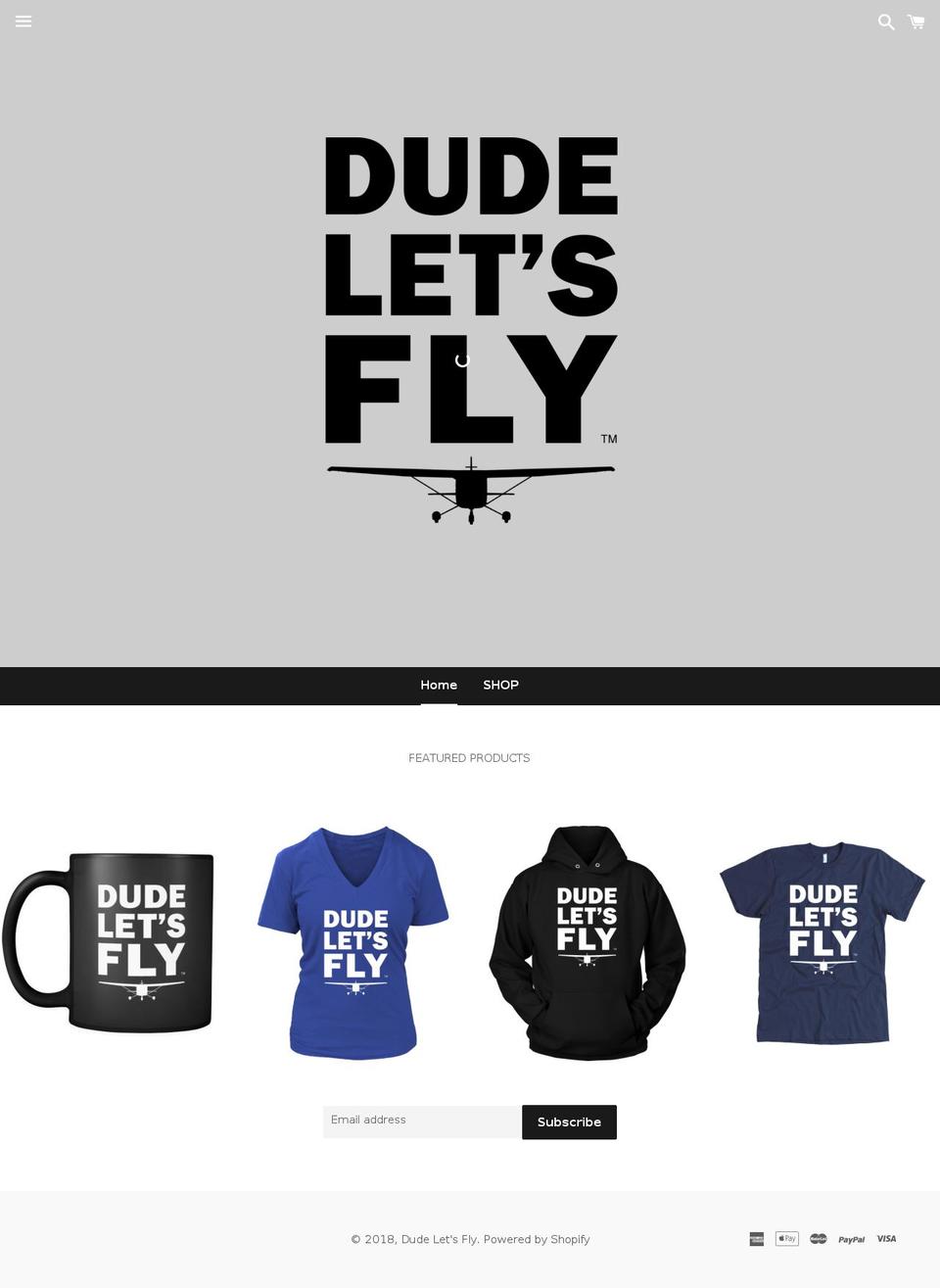 dudeletsfly.com — Shopify storefront screenshot
