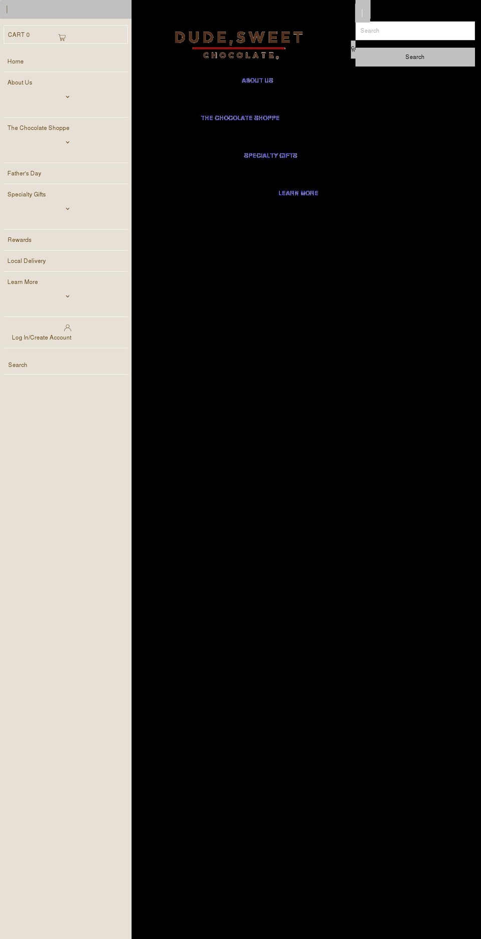 dudesweetchocolate.net shopify website screenshot