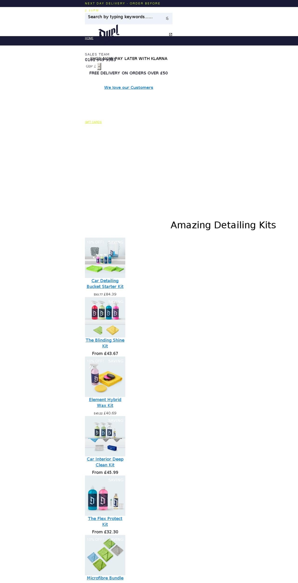 duelautocare.co.uk shopify website screenshot