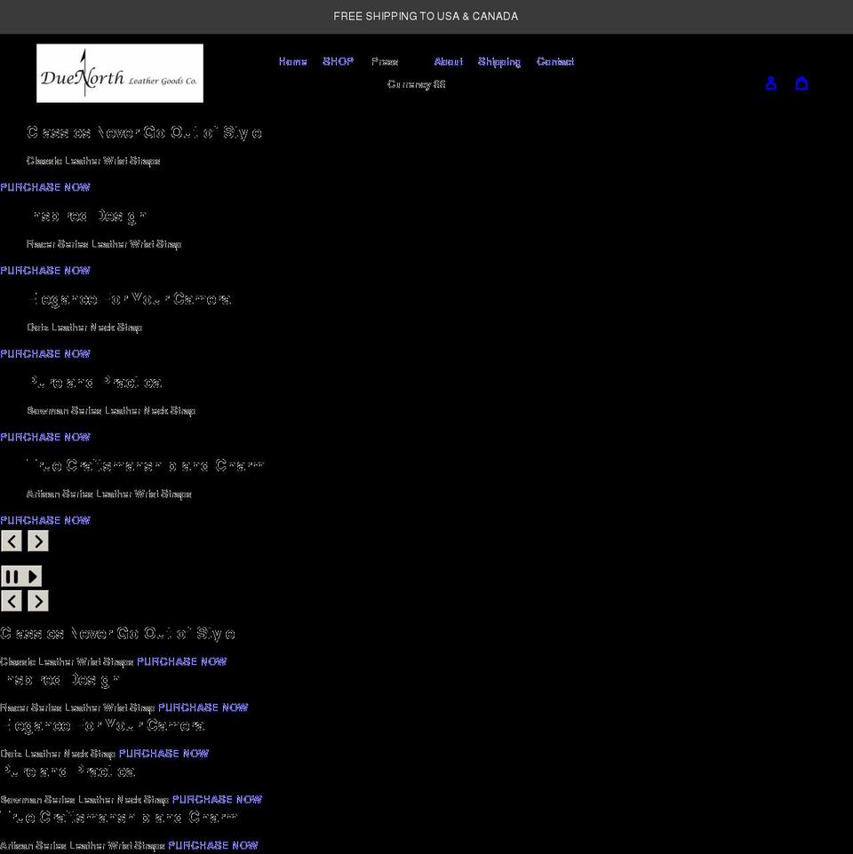 duenorthleather.com shopify website screenshot