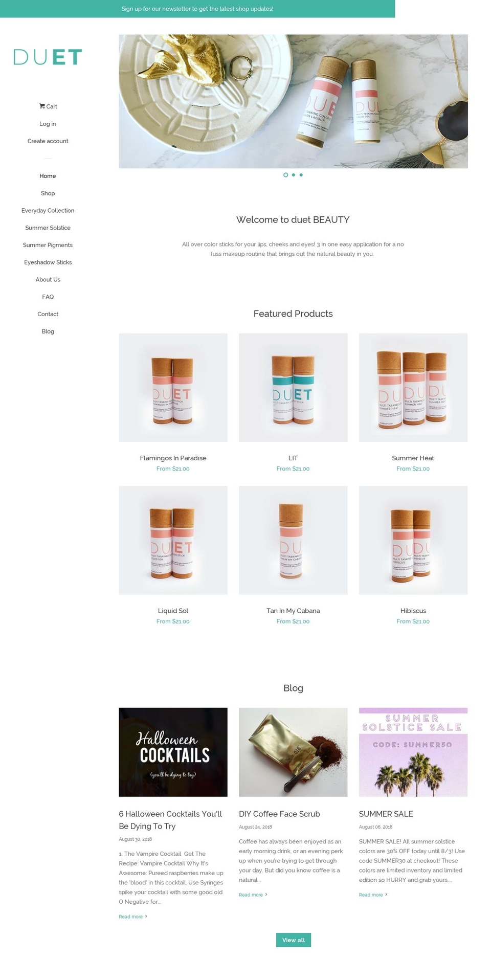 duetbeauty.com — Shopify storefront screenshot