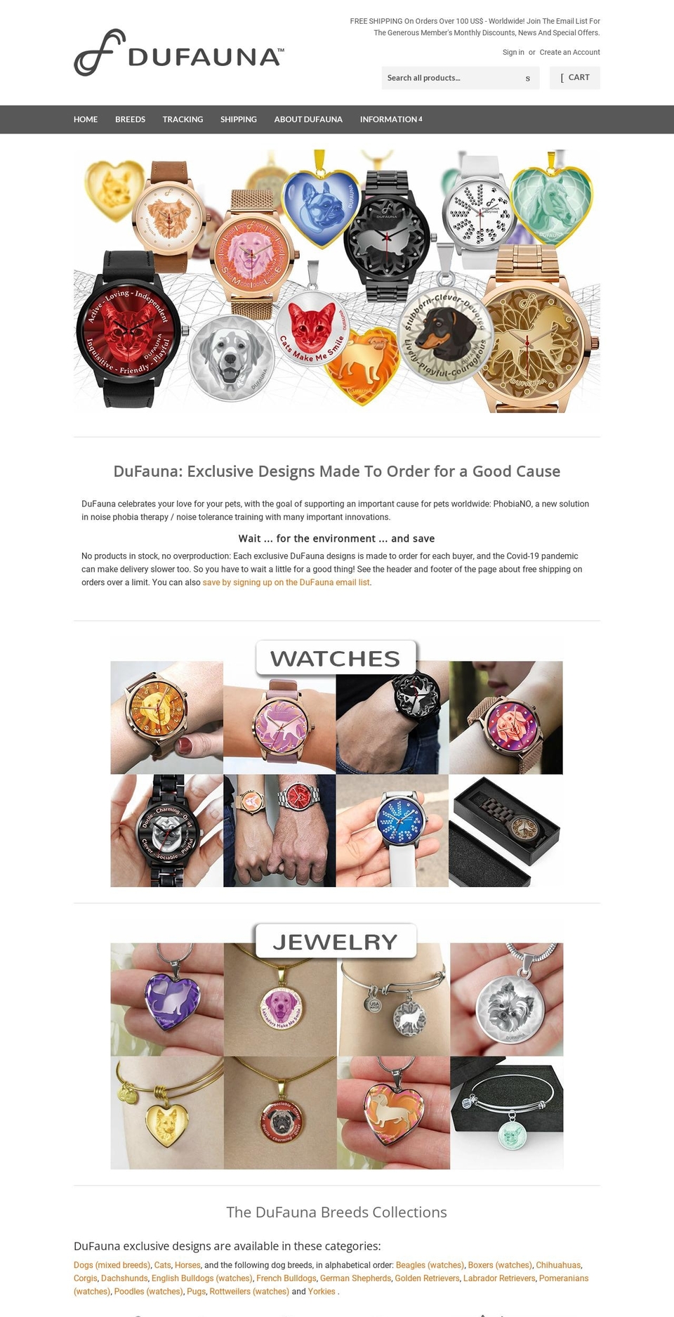 dufauna.com shopify website screenshot