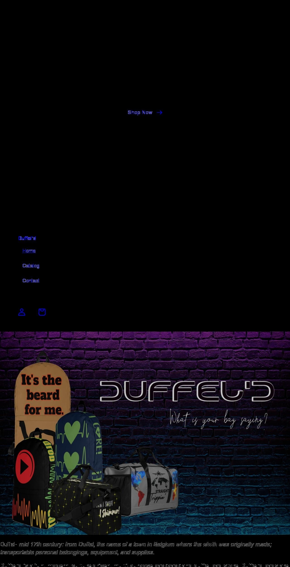 duffeld.com shopify website screenshot