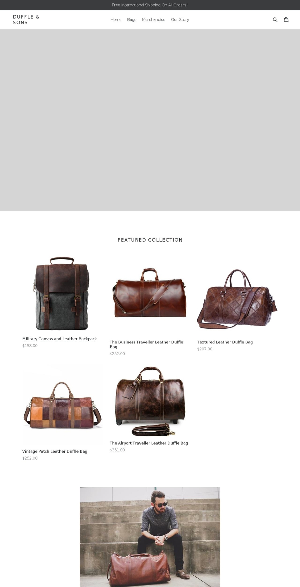 dufflesons.com — Shopify storefront screenshot