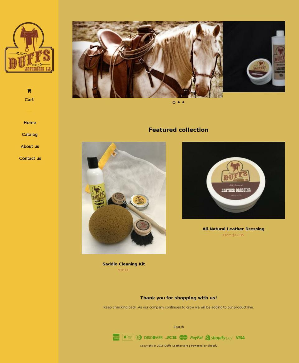 duffsleathercare.com — Shopify storefront screenshot