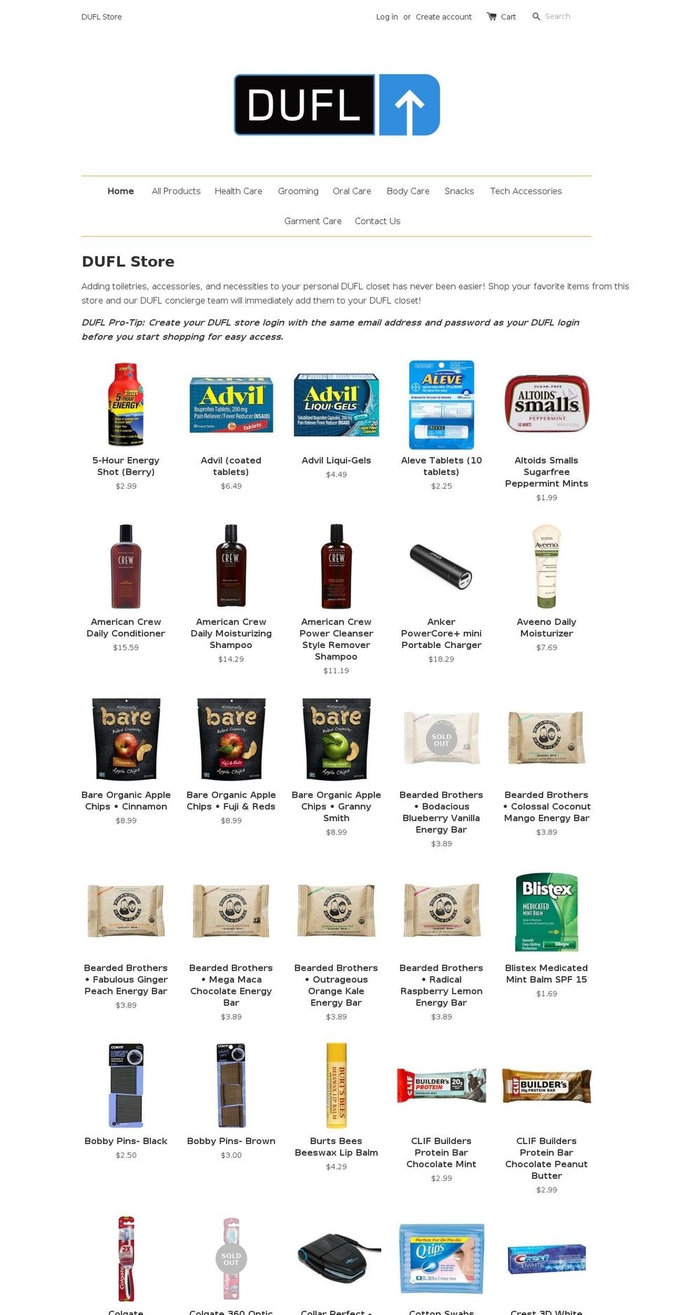 duflstore.com shopify website screenshot