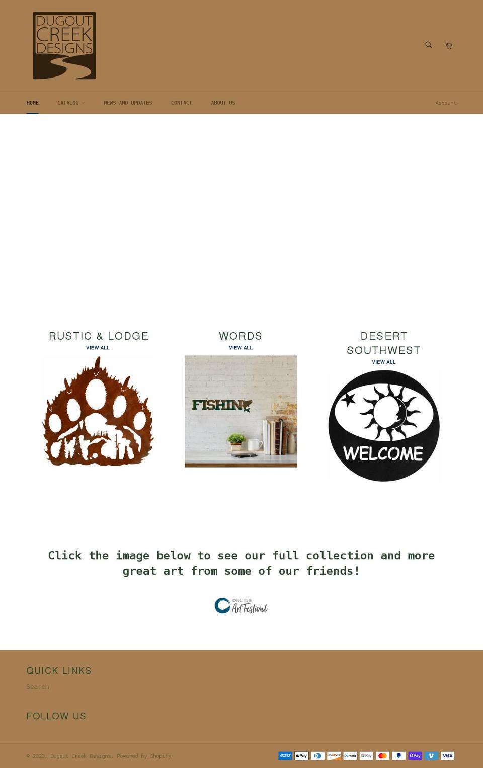 dugoutcreek.com shopify website screenshot