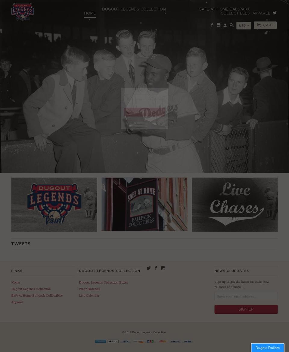 dugoutlegendsattic.com shopify website screenshot