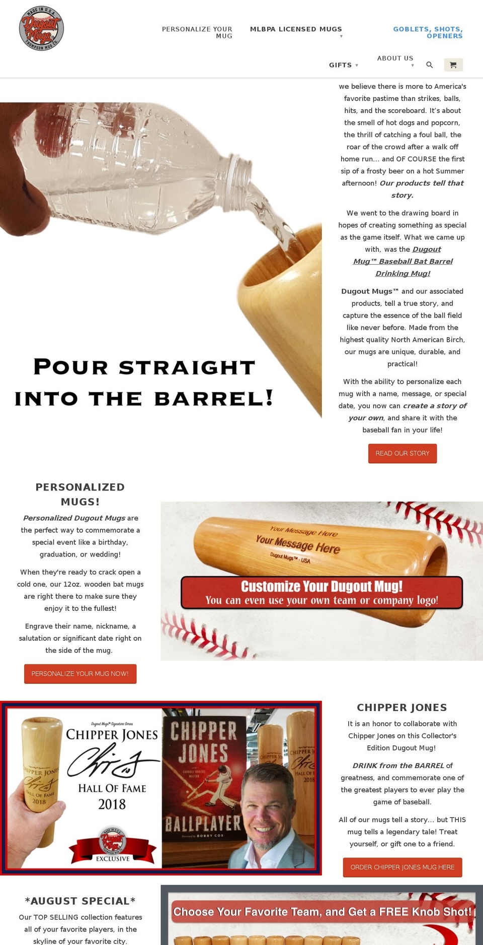 dugoutmugs.com shopify website screenshot