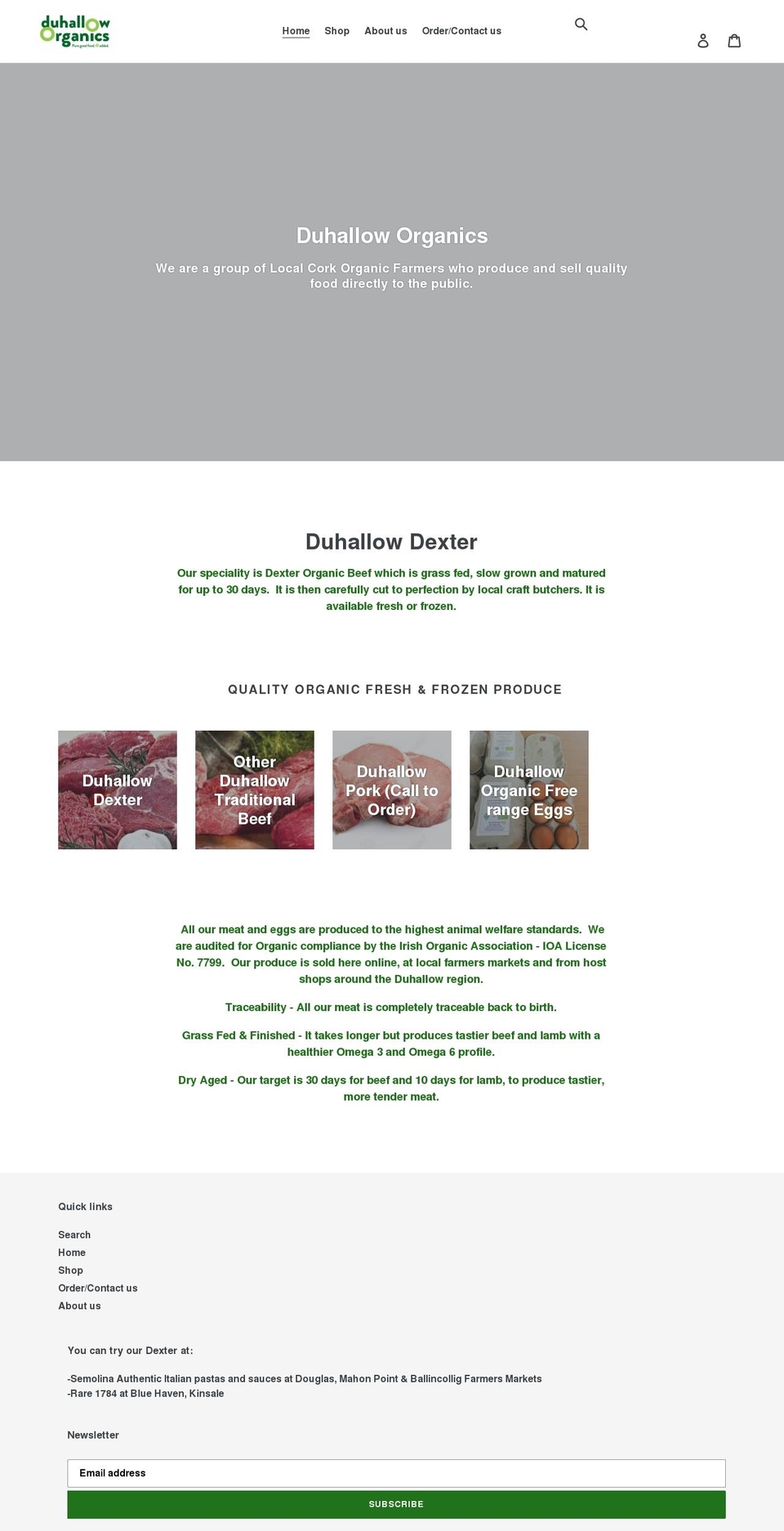 duhalloworganic.com shopify website screenshot