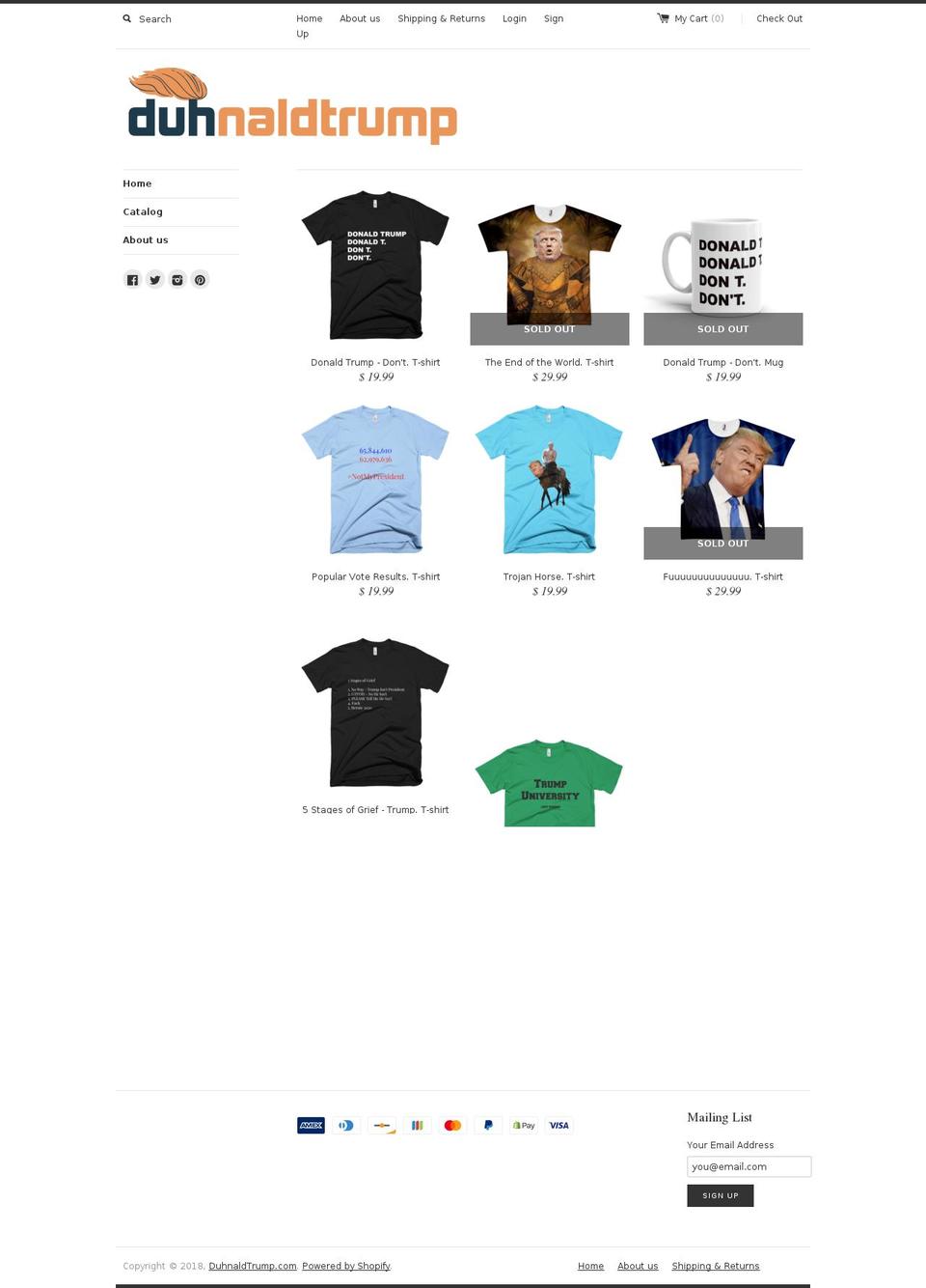 duhnaldtrump.com — Shopify storefront screenshot