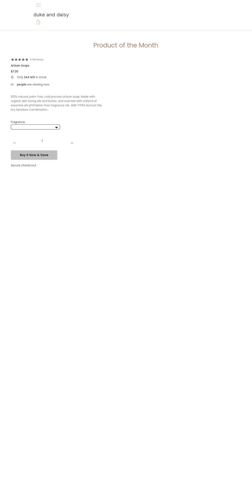 dukeanddaisystore.com shopify website screenshot