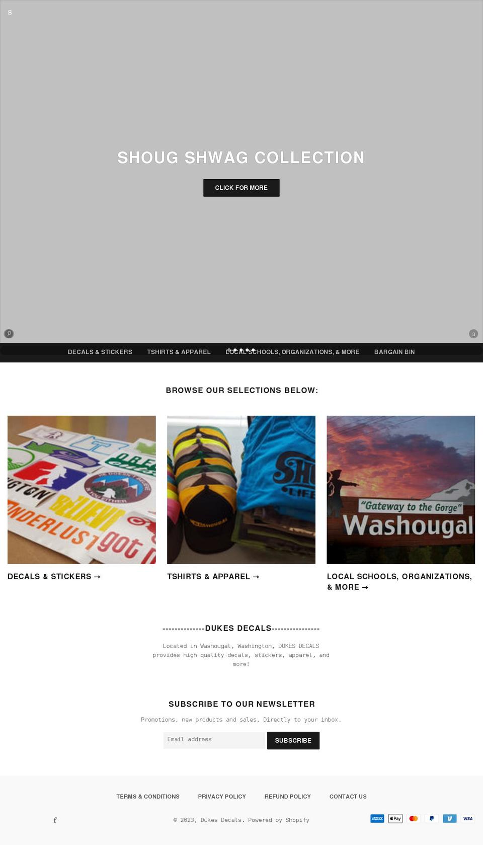 dukesdecals.com shopify website screenshot
