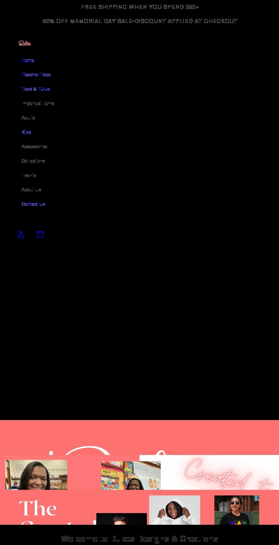 dukesdesignscreations.com shopify website screenshot