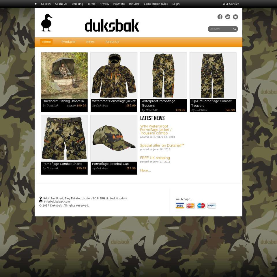 duksbak.com shopify website screenshot