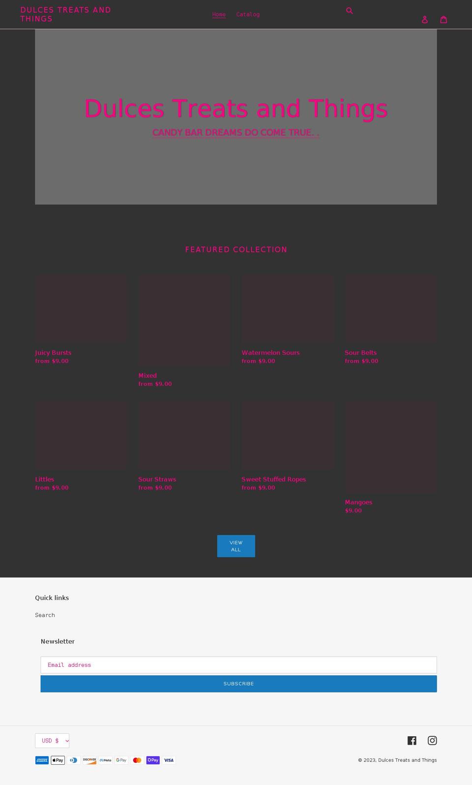 dulcestreatsandthings.com shopify website screenshot