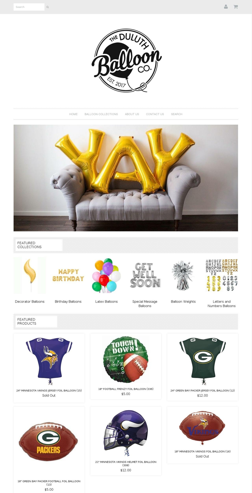 duluthballooncompany.com shopify website screenshot