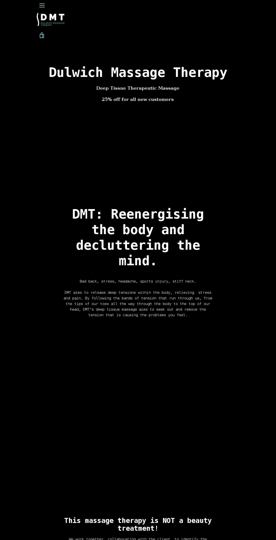 dulwichmassagetherapy.co.uk shopify website screenshot