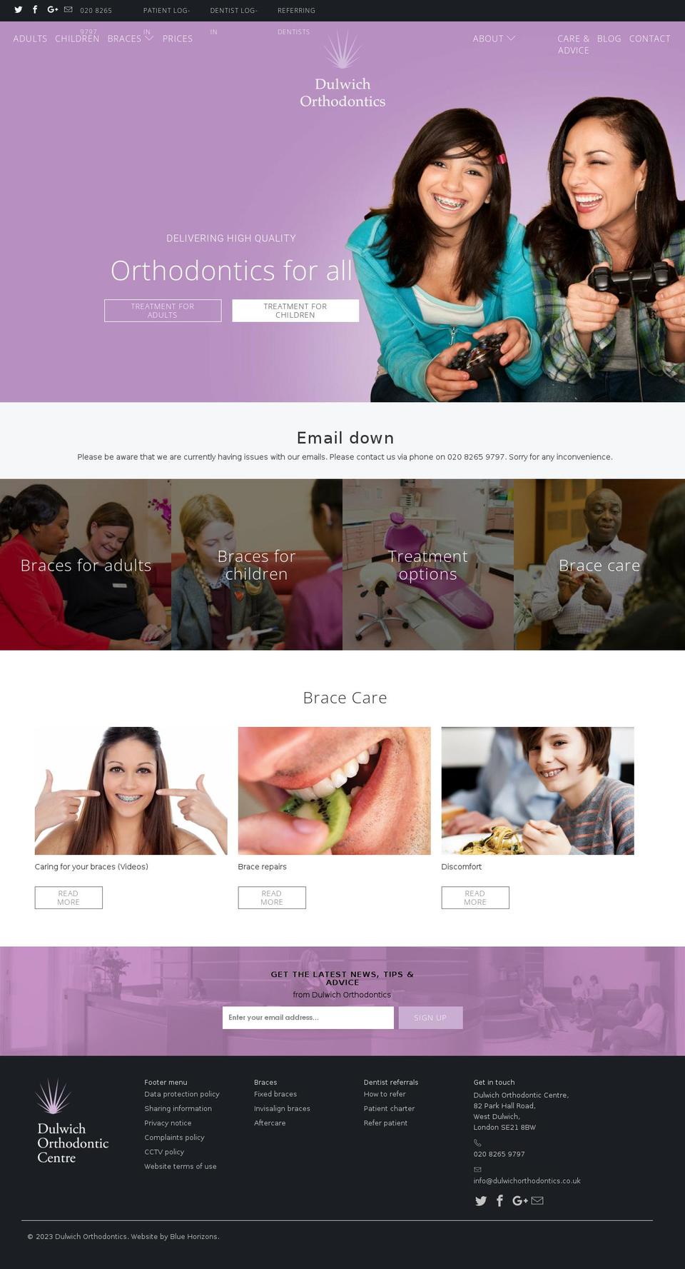 dulwichorthodontics.co.uk shopify website screenshot